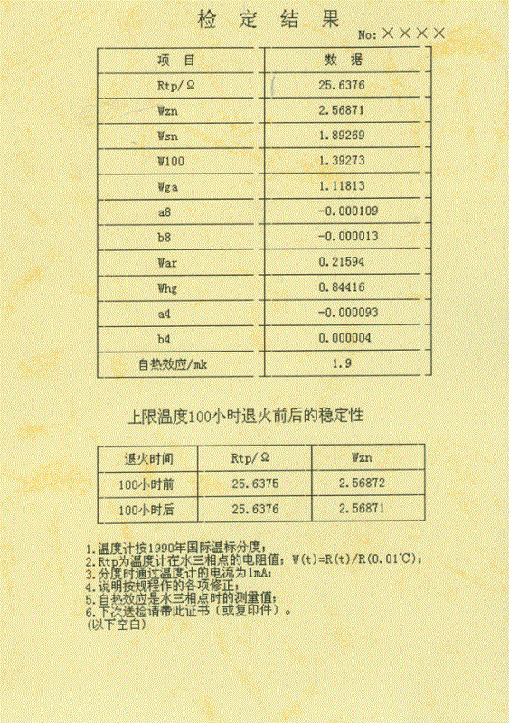 二等标准铂电阻温度计计量检定数据 二等标准铂电阻温度计计量检定数据