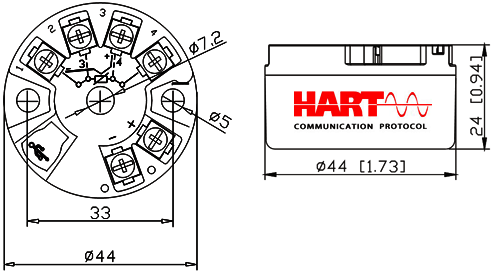 Hart温度变送器外形尺寸图 Hart温度变送器外形尺寸图