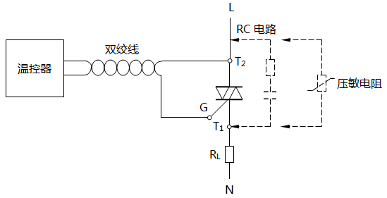 温控器驱动晶闸管接线示意图 温控器驱动晶闸管接线示意图