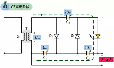 倍压整流电路C3充电阶段 倍压整流电路C3充电阶段