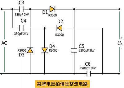 电蚊拍倍压整流电路 电蚊拍倍压整流电路