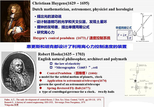 惠更斯和胡克都曾钻研过利用离心力控制速度的问题，并设计了有关装置